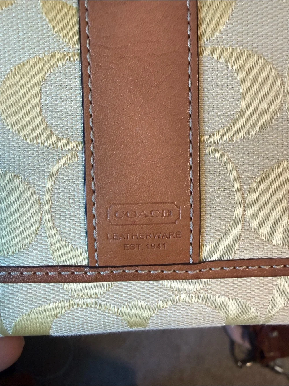 Authentic Coach Cream and Saddle Brown Shoulder Bag
